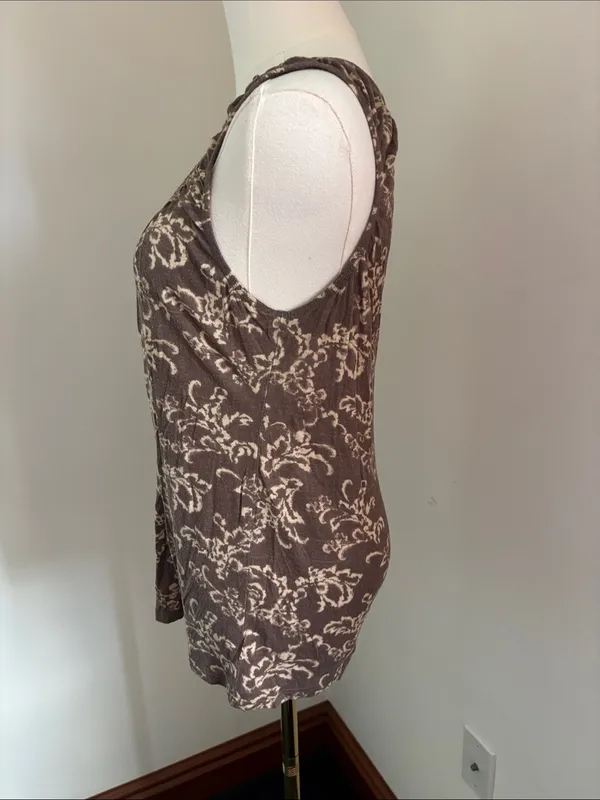 Motherhood Maternity Brown & Cream Floral Scoop Tank - Image 3