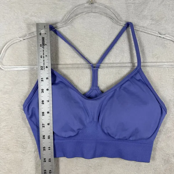 Gymshark Womens Purple Seamless V-Neck Light Support Sports Bra Racerback S - Image 5