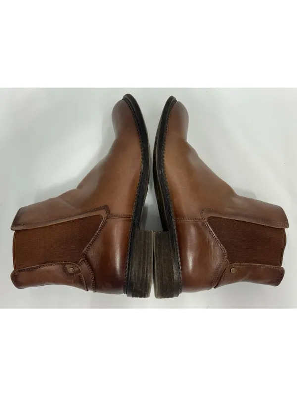 Franco Sarto Leather Ankle Boots Size 7.5 Brown Horrace Chelsea Booties Slip On - Image 10