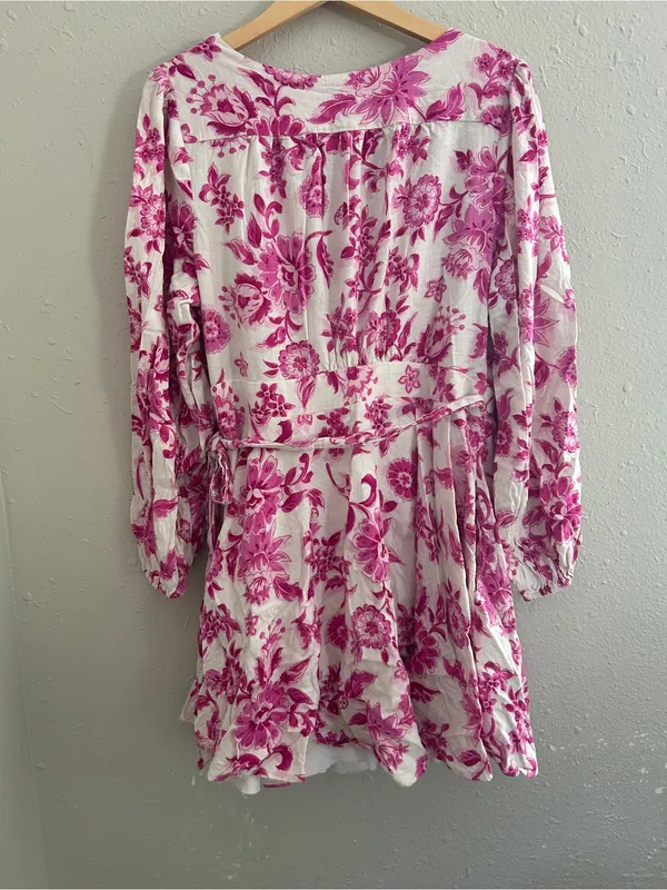 Premier Amour Floral Wrap Mini Dress White Pink Casual Formal Summer 14 - Image 5