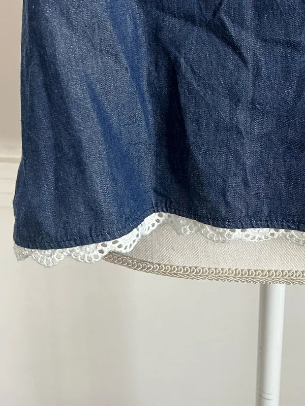 La Relaxed • Dark Denim Lace Trim Tank Top - Image 3