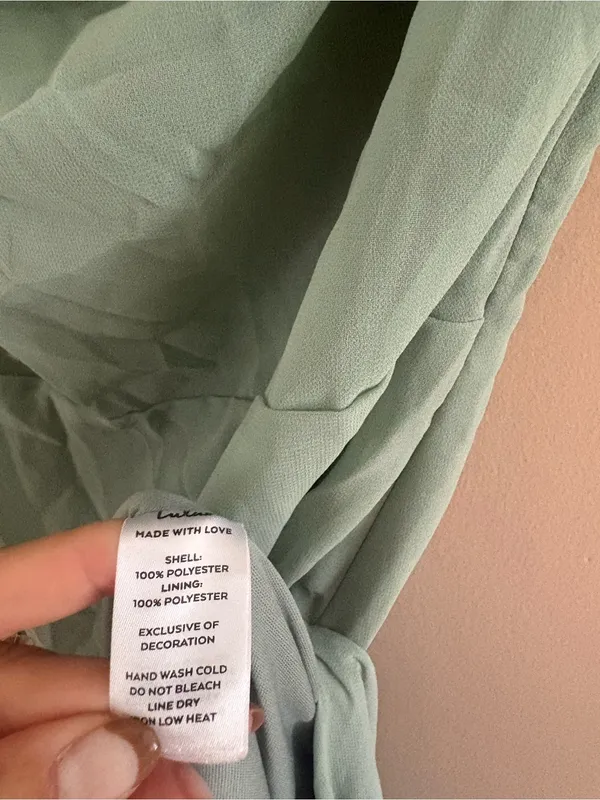 Lulus Eliora Sage Green Lace Cowl Neck Chiffon Maxi Dress Size Small NWT Formal - Image 11