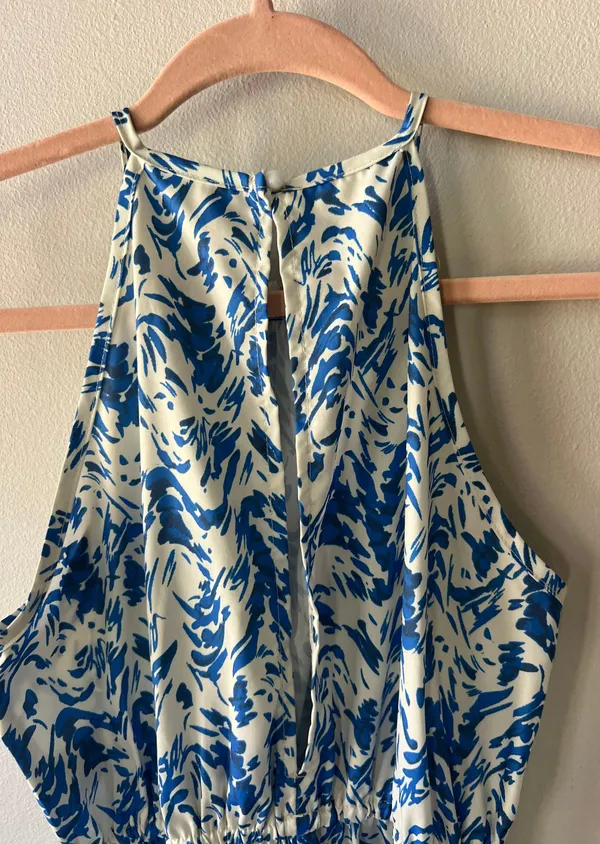 Blue Allover Print Halter Neck Romper Size Small/4 - Image 13