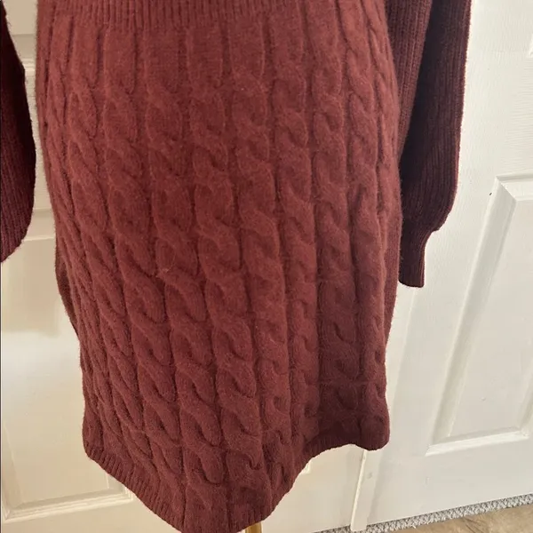 Cupshe Morning Brew Brown Mini Sweater Dress, Size Large, NWT - Image 8