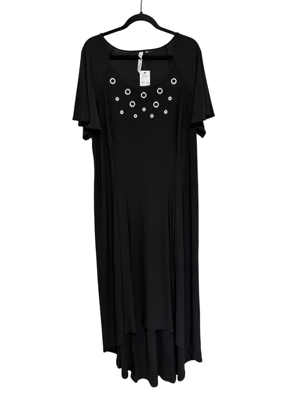 NEW NY Collection Grommet Embellished High Low Maxi Dress in Black - Size 1X - Image 2