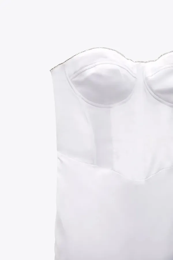 ZARA nwt wedding bridal shower party coctail satin rhinestone midi dress - Image 3