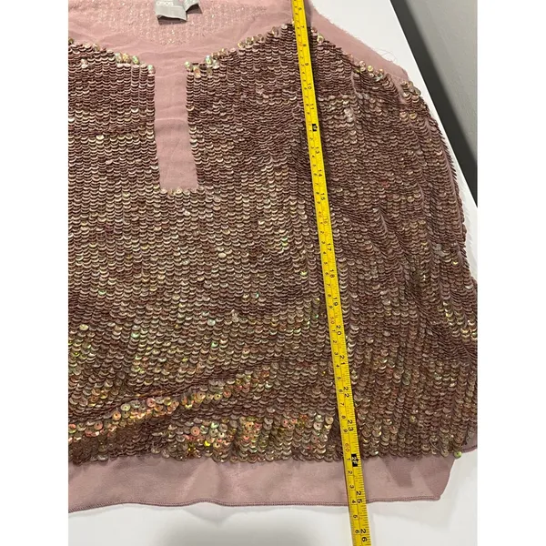 Sparkling ASOS Sequin Cami Top Pink Mauve V Neck Spaghetti‎ Strap Women size 8 - Image 8