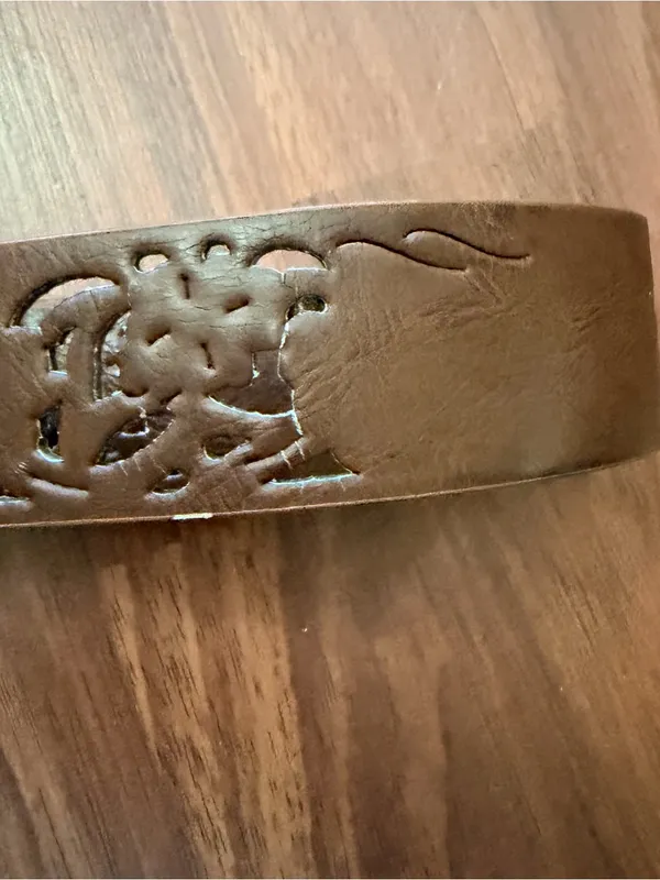 Women’s Brown Leather Belt with Decorative Filigree Buckle - Image 3
