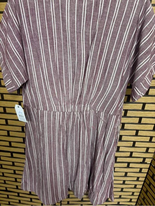 Time and tru burgundy stripe fit and flare dress size large - Image 6