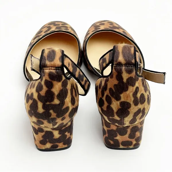 CABI Kiki Leopard Print Faux Calf Hair Adjustable Ankle Strap Block Heels 8 - Image 8