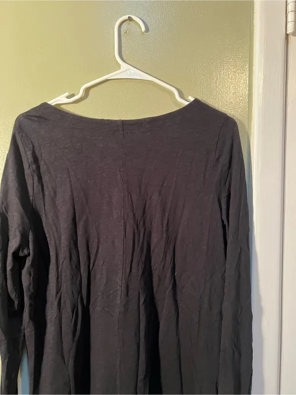 Susina Womens Size Large Long Sleeve T-Shirt Black Burnout Ruffle Hem Semi-Sheer - Image 6