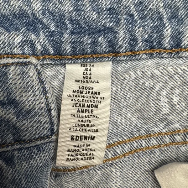 H&M &Denim Jeans Size 4 Blue‎ Pants Loose Mom Light Distressed Denim - Image 8