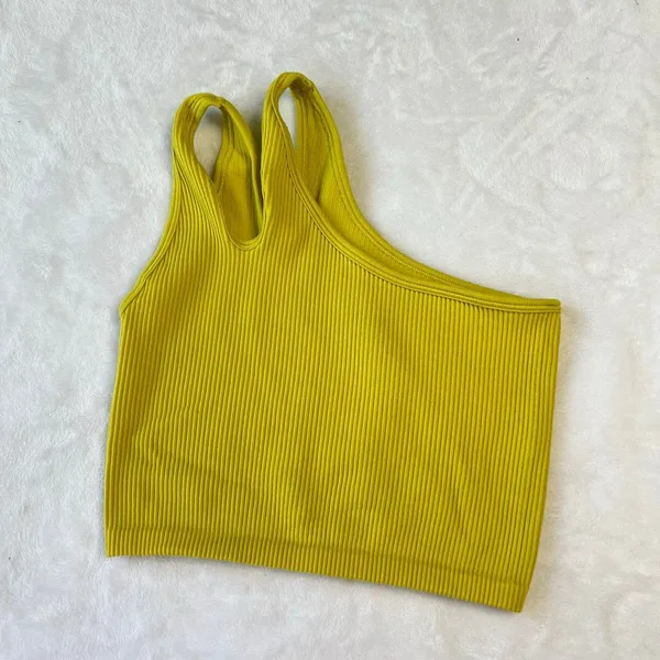 Aerie Rush Green Ribbed Seamless One Shoulder Longline Sports Bra XS - Image 2