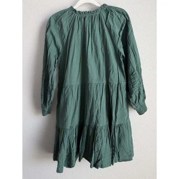 Anthropologie Carrie Mini Dress Green Peasant Tiered Tunic Lace Sleeve Sz S Boho - Image 5