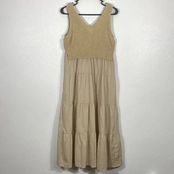 Versona Cream Tiered Midi Skirt Size S 100% Cottow - Image 3