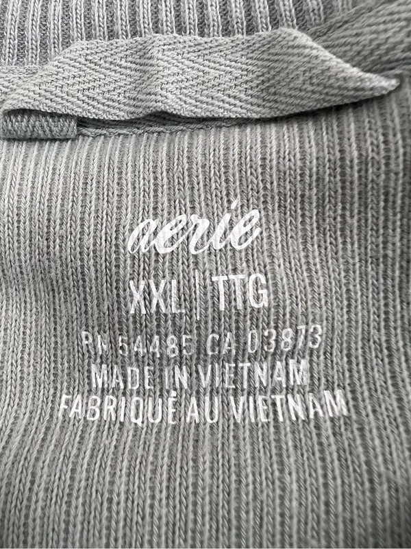 Aerie New Love Corded Cropped Crew Sweatshirt - Stone Gray - Image 2