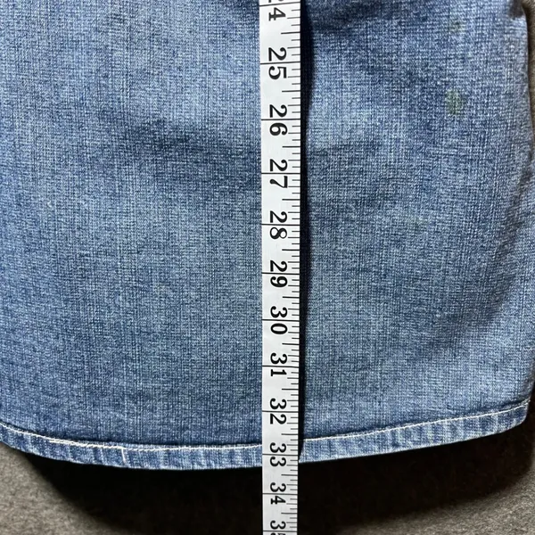 London London Vintage 90s Denim Skort Overalls Blue Mid Wash Size 11/12 - Image 9