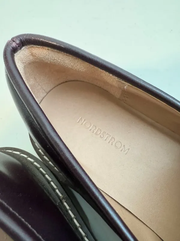 Nordstrom Notorie Leather Loafers Size 8 Burgundy Chunky Platform Shoes Academia - Image 6