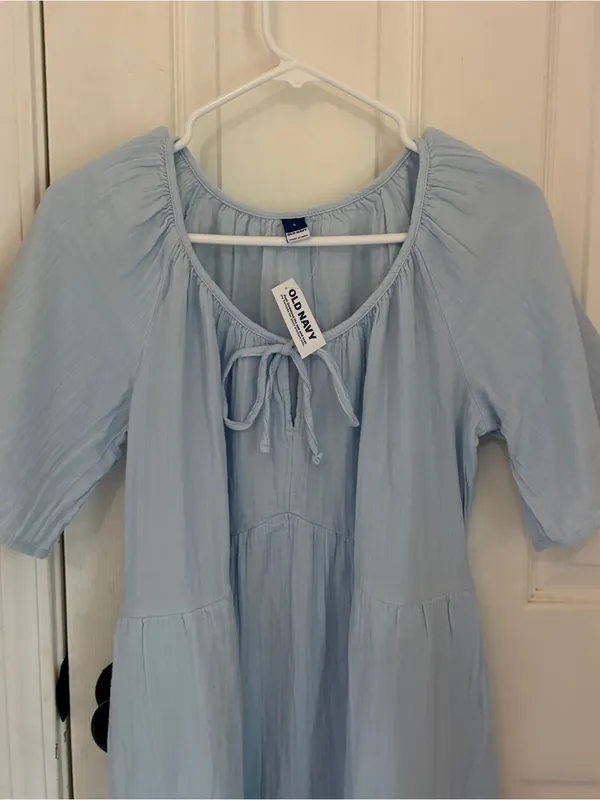 NWT!! Old Navy Crinkle Gauze Flutter-Sleeve Mini Swing Dress in Light Blue - Image 5