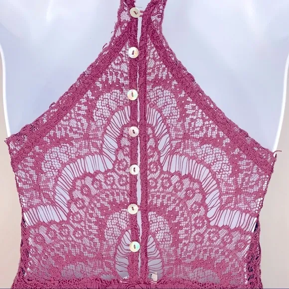 Free People She's Got It‎ Burgundy Lace Mini Dress Size XS - Image 11