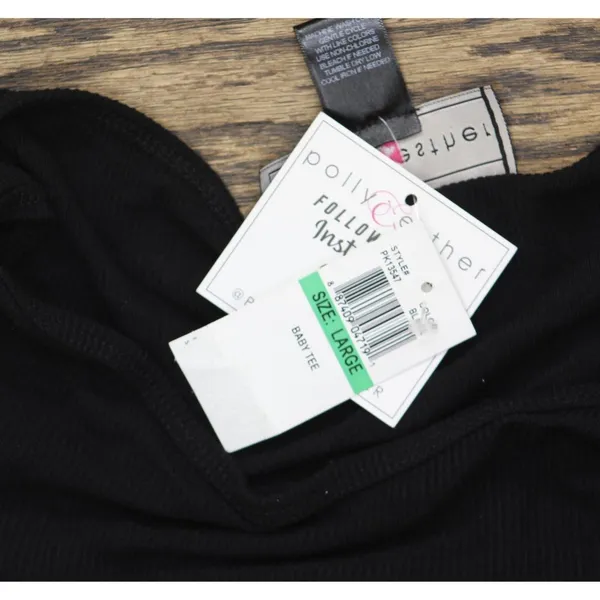 NWT Polly & Esther Juniors Solid Scoop-Neck Skimmer Top Black L - Image 4