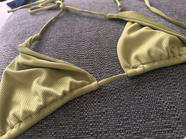 Olive Green Ribbed Triangle Bikini Set Size M Size M - Image 13