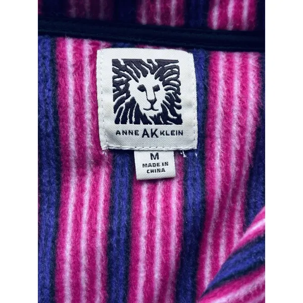 Anne Klein Women's 2 pc Size Medium PJ'S Fleece Pajama Set Striped Pink/Purple - Image 3