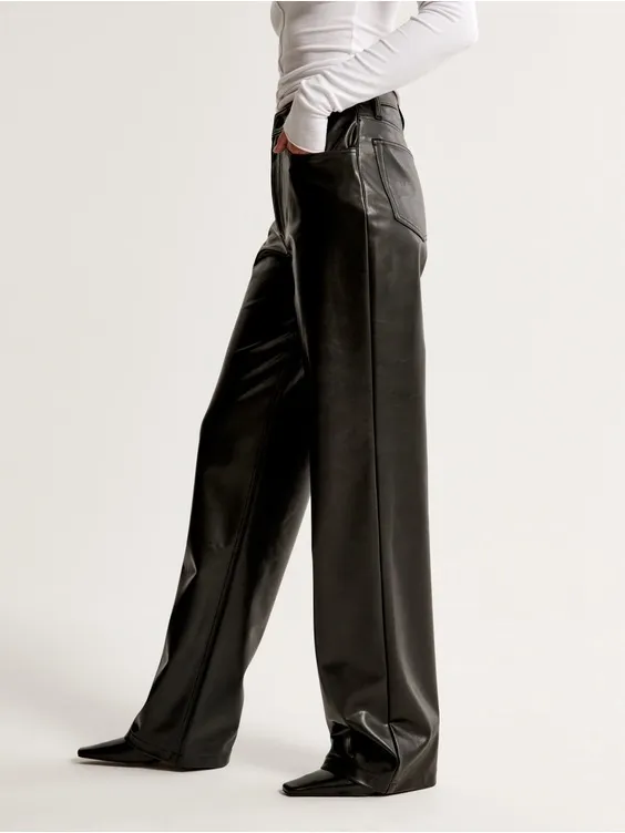 Abercrombie & Fitch Vegan Leather High Rise Loose Pant in Black Size 28 / 6 NWT - Image 4