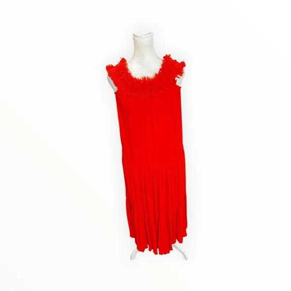 Raquel Allegra Persimmon Silk Off Shoulder Shirred Midi Dress 0 XS - Image 2