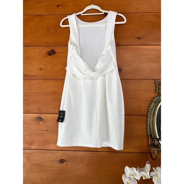Lulus Devoted Lover White Backless Knotted Bodycon Mini Dress Night out Large - Image 4