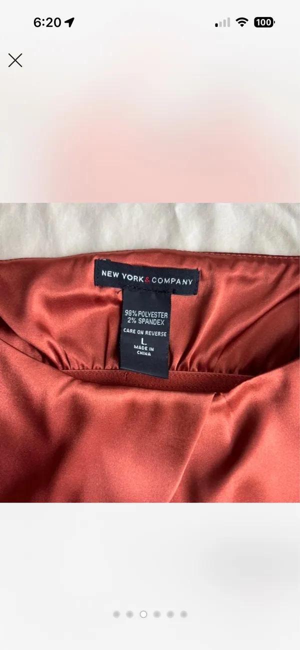 New York & Company Burnt Orange/Rust Satin Cami Top Size L Y2K 1990's Going Out Party Day-to-Night Classy Layers Resort Vacation Date Night Silky - Image 3
