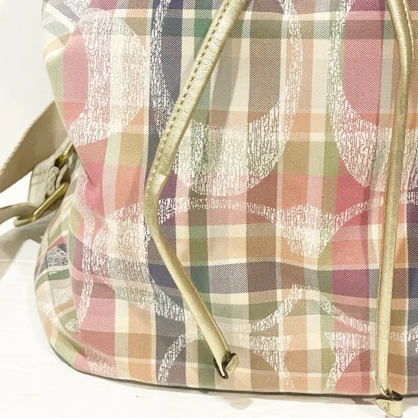 Coach F77342 Daisy Madras Packable Backpack‎ Plaid DayBag Handbag Sack - Image 2