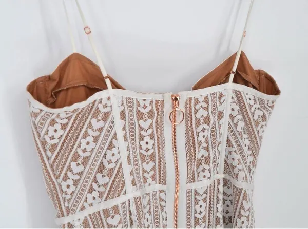NEW For Love and Lemons Dakota Lace Midi Dress Bodysuit Sheer White Size M - Image 10