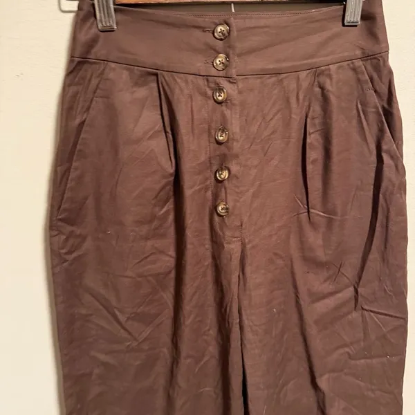 REFORMATION Roz Pant Trouser Button Fly Brown- Size 0P Petite - Image 5