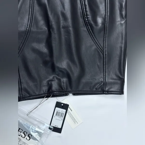NWT GUESS Zue Pu Leather Mini Skirt - Black - S - Image 5