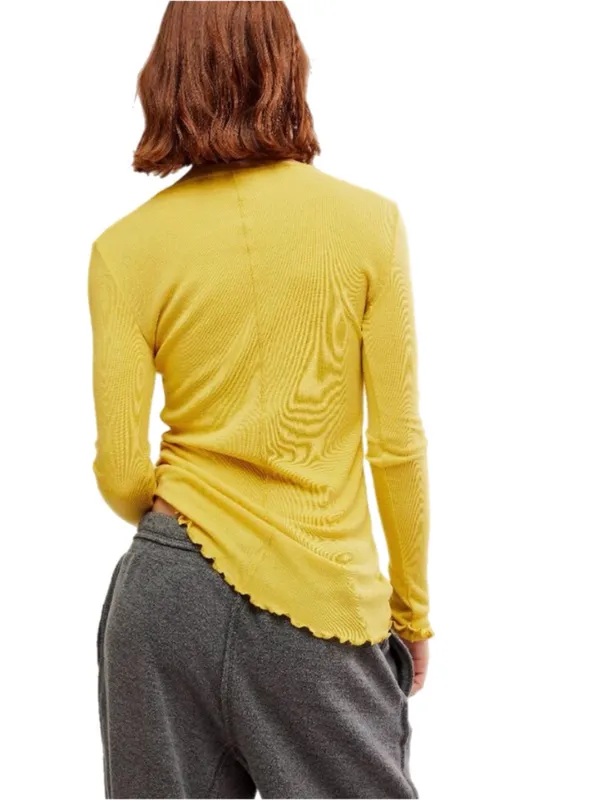 Free People Long Nights Layering Top- Ceylon Yellow Medium New With Tags - Image 4