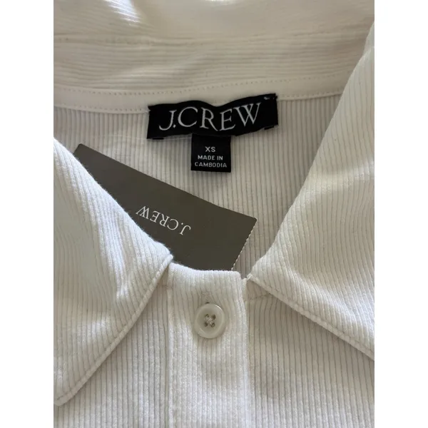 J‎ CREW NWT Perfect Rib Polo Shirt Size XS Cream Long Sleeve Knit Lightweight - Image 3
