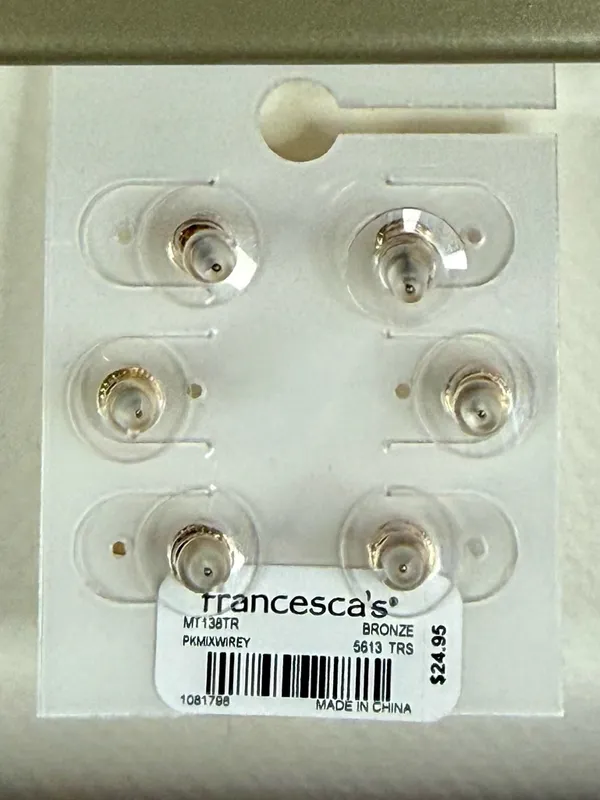 Francesca's Clear and Gold Faux Pearl & Rhinestone Stud Trio - Image 3