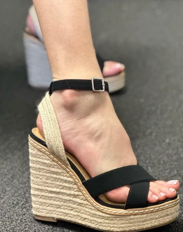 Soda Jute Wrap Around Wedge Black Strap - Image 7