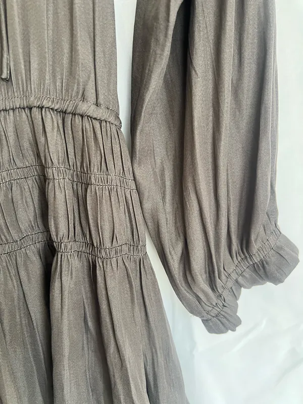 Mustard Seed Charcoal Gray Pleated Tiered Mini Dress - Image 6