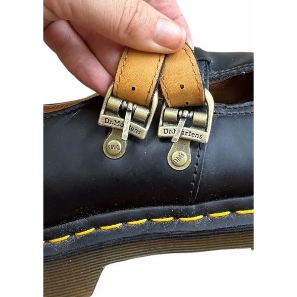 Dr Martens Smooth Mary Jane Flat 8065 Black Leather Buckle Shoes eu43 uk9 us11 - Image 2