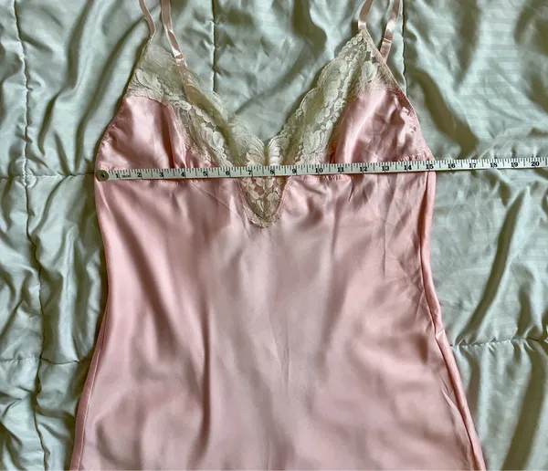 H&M Nightgown Size M Pink Lace Trim Low Back Ribbon - Image 5