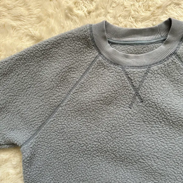 Everlane Sweatshirt ReNew Fleece Raglan Long Sleeve Crewneck Smoke Light Blue M - Image 7