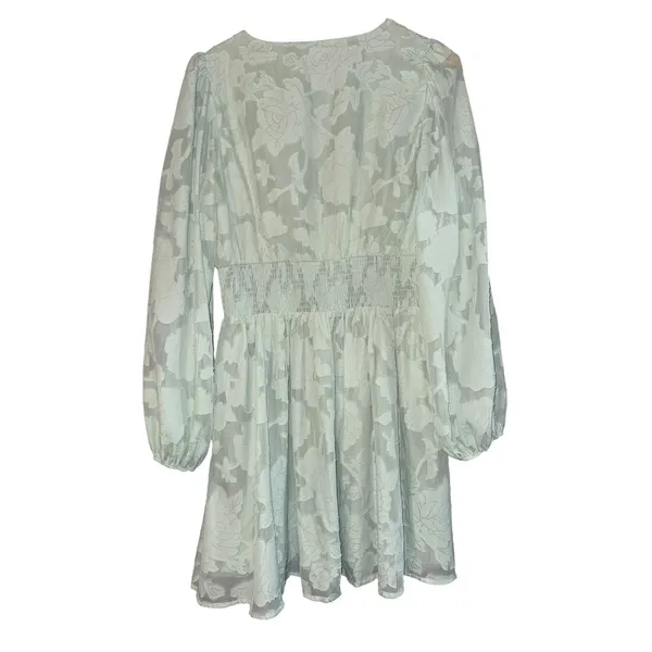 New‎ Lulus NW Tomorrow & Always Light Sage Green Burnout Floral Mini Dress Large - Image 5