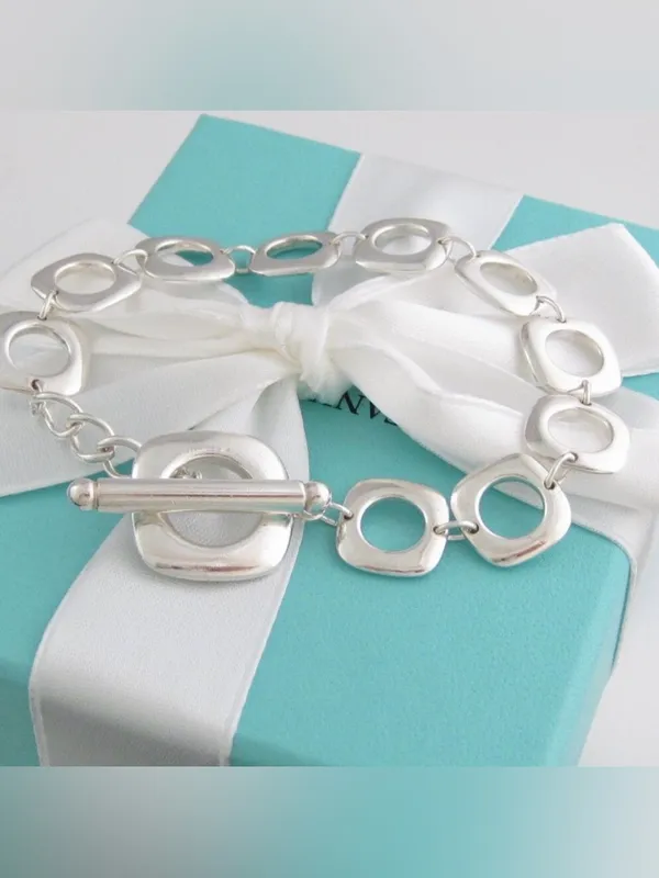 Rare Early Edition Tiffany & Co Elsa Peretti Cushion Link Bracelet 37g - Image 2