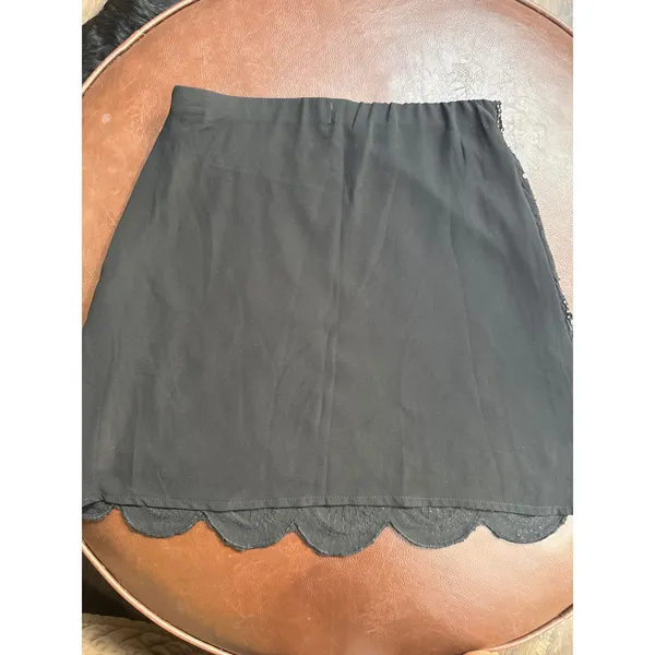 Blue Rain Black Sequin Scalloped Mini Skirt - Image 2