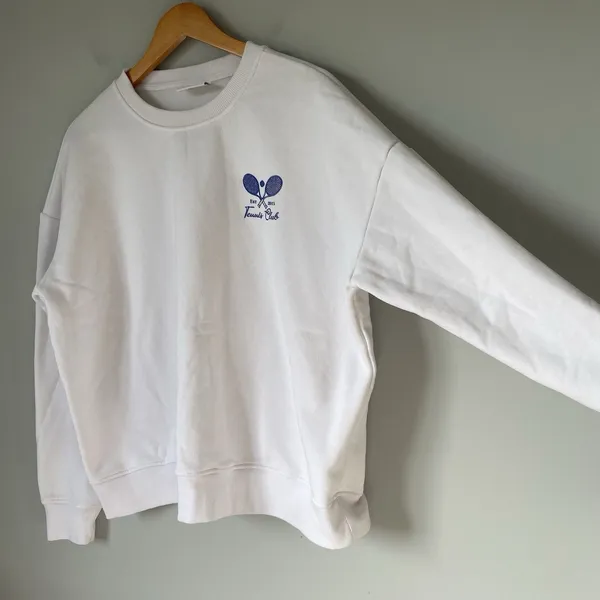 Wilo The Label 'Melbourne Tennis Club' Crewneck Sweatshirt White Blue Size Med. - Image 3