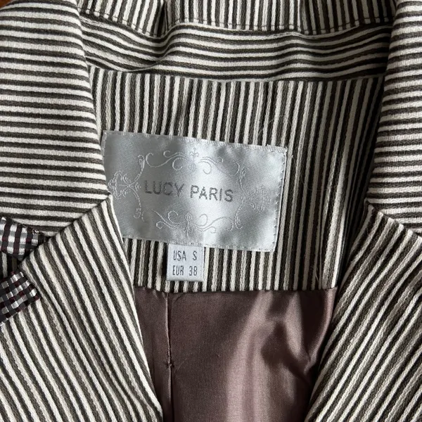 Lucy Paris Striped Blazer S Pinstripe Y2K Academia Preppy Fall Riding Jacket - Image 3