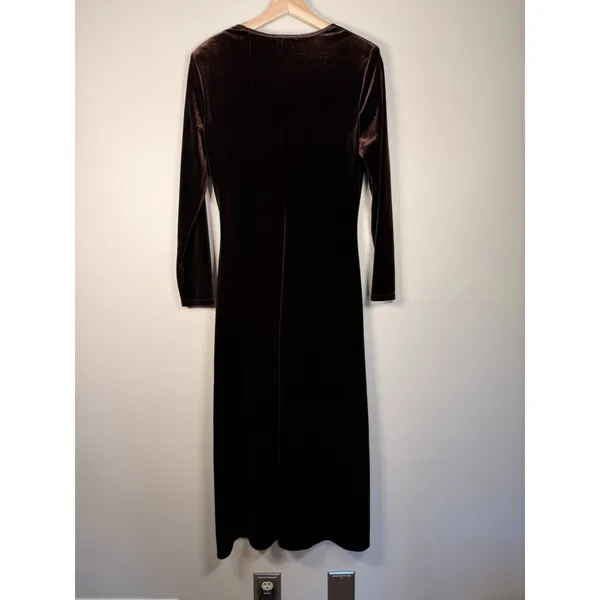 Vintage 90s Dress Brown Velvet Long Maxi Goth Whimsigoth Size‎ 8 Party Holiday - Image 4
