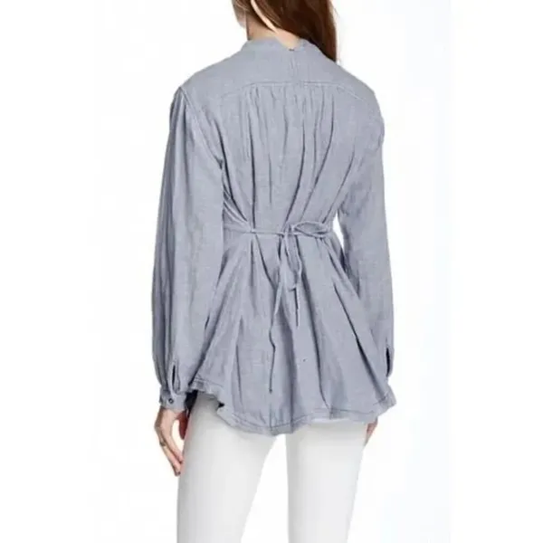 Free‎ People All Who Wander Blue Stripe Wrap Long Sleeve M - Image 2